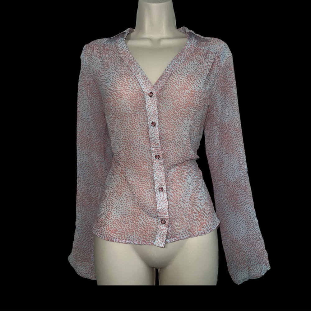 Women's Button-Up Blouse - Pink Pattern